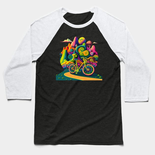 Bicycle Day 1943 | Colorful Psychedelic Art Baseball T-Shirt by Trippinink